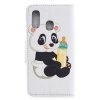 Samsung Galaxy A40 Plånboksetui PU-skinn Motiv Panda med Nappflaska