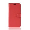 Samsung Galaxy A40 Plånboksetui Litchi PU-skinn Rød
