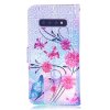 Samsung Galaxy S10 Plånboksetui Kortlomme Motiv Rosa Blommor och Fjäril