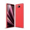 Sony Xperia 10 Deksel Børstet Karbonfiberdesign TPU Rød