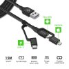 C10I3 Micro USB-Kabler 1.5 m med Type C och Lightning-Adapter Svart