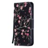 Samsung Galaxy A10 Plånboksetui Kortlomme Motiv Rosa Blomster på Svart
