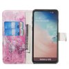 Samsung Galaxy S10 Plånboksetui Kortlomme Motiv Rosa och Grått StenMønster