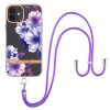 iPhone 12/iPhone 12 Pro Deksel Blomstermønster Stropp Lilla Begonia