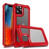 iPhone 12/iPhone 12 Pro Deksel Transparent Karbonfibertekstur Rød