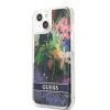 iPhone 13 Mini Deksel Liquid Glitter Flower Pattern Blå