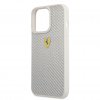 iPhone 13 Pro Max Deksel Real Carbon Metal Logo Sølv