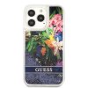 iPhone 13 Pro Deksel Liquid Glitter Flower Pattern Blå