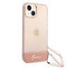 iPhone 14 Plus Deksel Translucent with Strap Rosa