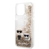 iPhone 14 Pro Max Deksel Liquid Glitter Karl & Choupette Gull