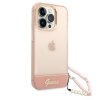 iPhone 14 Pro Deksel Translucent with Strap Rosa