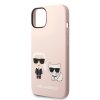 iPhone 14 Deksel Liquid Silicone Karl & Choupette MagSafe Rosa