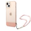 iPhone 14 Deksel Translucent with Strap Rosa