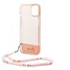 iPhone 14 Deksel Translucent with Strap Rosa