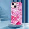 iPhone 15 Plus Deksel Marmormønster Rosa Rød