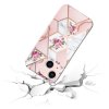 iPhone 15 Deksel Marmormønster Blomster Rosa