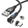 Kabel 2-in-1 USB-A til Lightning/USB-C 1m Svart