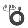 Kabel 3in1 Micro-USB/USB-C/Lightning 1m Svart