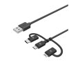 Kabel 3in1 Micro-USB/USB-C/Lightning 1m Svart