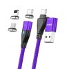 Kabel 6-in-1 USB-A/USB-C til Lightning/Micro USB/USB-C 100W 1m Lilla