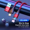Kabel 6-in-1 USB-A/USB-C til Lightning/Micro USB/USB-C 60W 2m Lilla