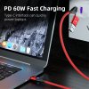 Kabel 6-in-1 USB-A/USB-C til Lightning/Micro USB/USB-C 60W 2m Rød