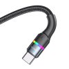Kabel U76 LED USB-C/USB-C 1.2 m Svart