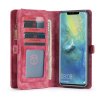 Mobilplånbok till Huawei Mate 20 Pro Delskinn TPU Löstagbart Deksel Rød