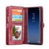 Mobilplånbok till Samsung Galaxy S9 Plus Delskinn TPU Löstagbart Deksel Rød