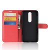 Nokia 5.1 Plus Plånboksetui PU-skinn Litchi Rød