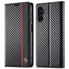 Samsung Galaxy A04s/Galaxy A13 5G Etui Karbonfibertekstur Rød Stripe Vertical