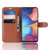 Samsung Galaxy A20E Plånboksetui Litchi PU-skinn Brun