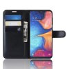 Samsung Galaxy A20E Plånboksetui Litchi PU-skinn Svart