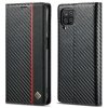Samsung Galaxy A22 4G Etui Karbonfibertekstur Rød Stripe Vertikal Svart