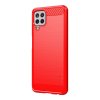 Samsung Galaxy A22 4G Deksel Børstet Karbonfibertekstur Rød