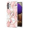 Samsung Galaxy A32 5G Deksel Ring Marmormønster Rosa Blomster