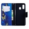 Samsung Galaxy A40 Plånboksetui PU-skinn Motiv Fjärilar på Blått
