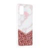 Samsung Galaxy A41 Deksel Motiv Rosa Glitter Hvit Marmor