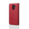 Samsung Galaxy A6 Plus 2018 MobilEtui Retro Skinntekstur Sömnad Rød