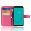 Samsung Galaxy J6 2018 PlånboksEtui PU-skinn Litchi Magenta