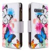 Samsung Galaxy S10 Etui GlidelåsMotiv Fjärilar och Färgglada Blommor