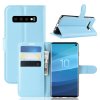 Samsung Galaxy S10 Mobilplånbok Litchi PU-skinn Blå