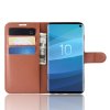 Samsung Galaxy S10 Mobilplånbok Litchi PU-skinn Brun