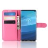 Samsung Galaxy S10 Mobilplånbok Litchi PU-skinn Magenta