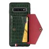 Samsung Galaxy S10 Deksel Krokodillemønster KortHolder Grønn