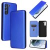 Samsung Galaxy S21 FE Etui Karbonfibertekstur Blå