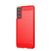 Samsung Galaxy S21 Deksel Børstet Karbonfibertekstur Rød