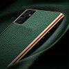 Samsung Galaxy S21 Ultra Deksel Litchimønster Belagt Kant Grønn