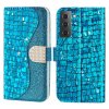 Samsung Galaxy S22 Etui Krokodillemønster Glitter Blå