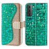 Samsung Galaxy S22 Plus Fodral Krokodilmönster Glitter Grön